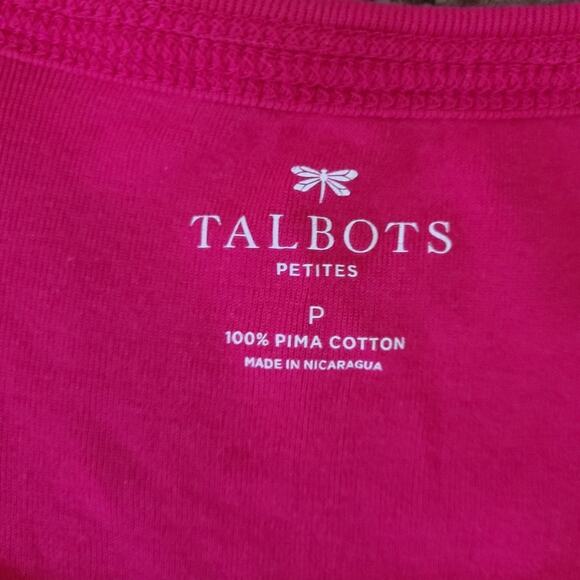 Talbots 100% Pima Cotton Top Size P Petite Hot Pink Raspberry - Picture 3 of 3
